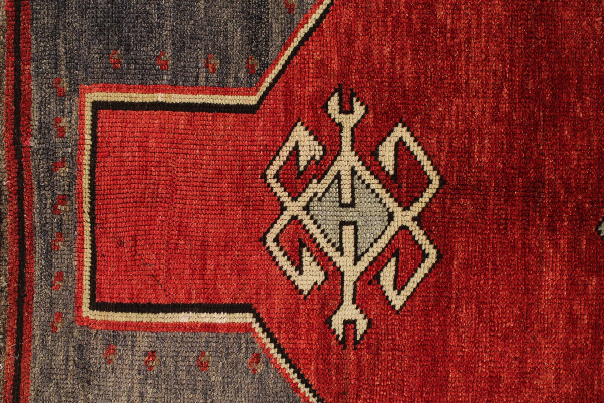 5x10 Red and Gray Turkish Tribal Runner