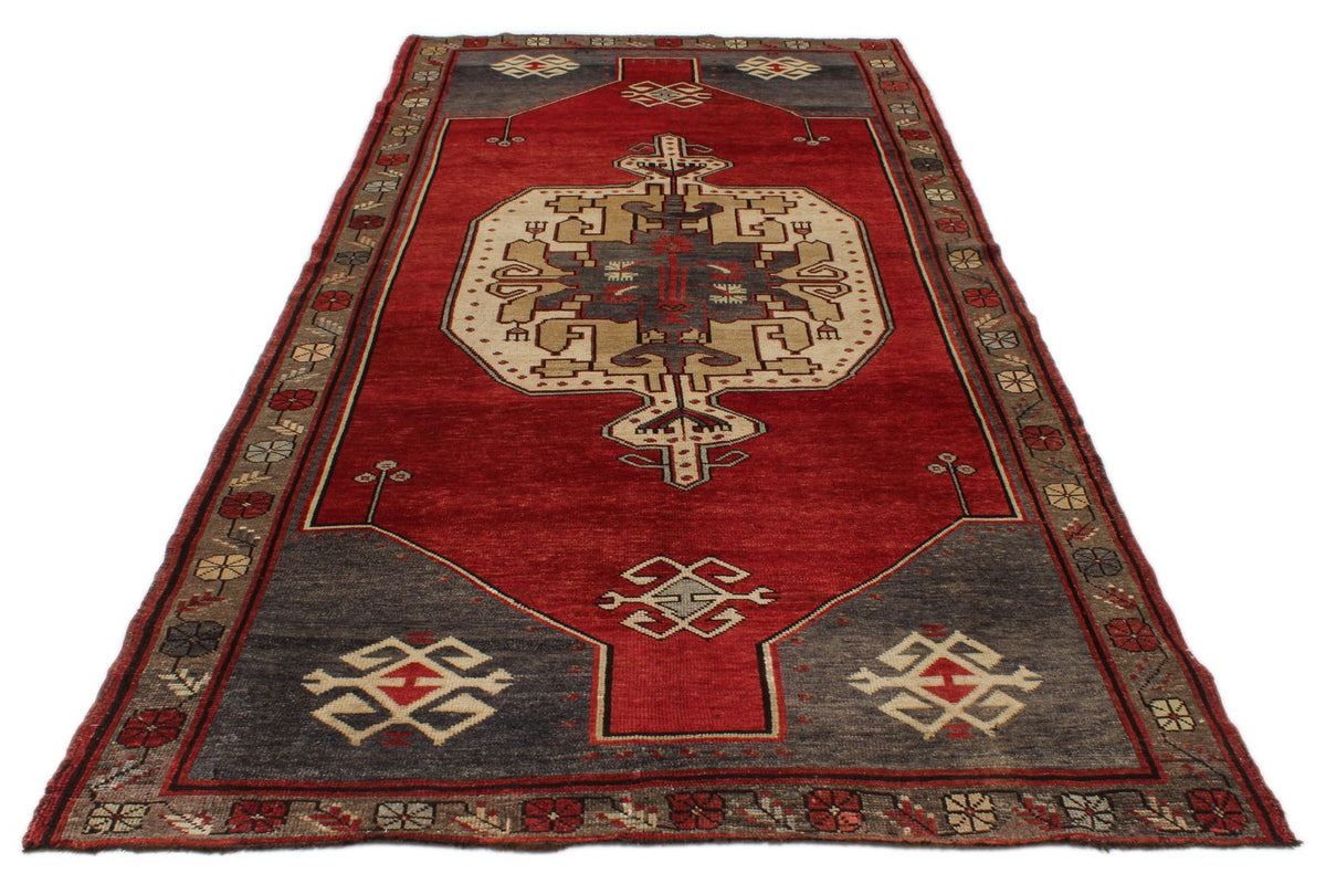 5x10 Red and Gray Turkish Tribal Runner