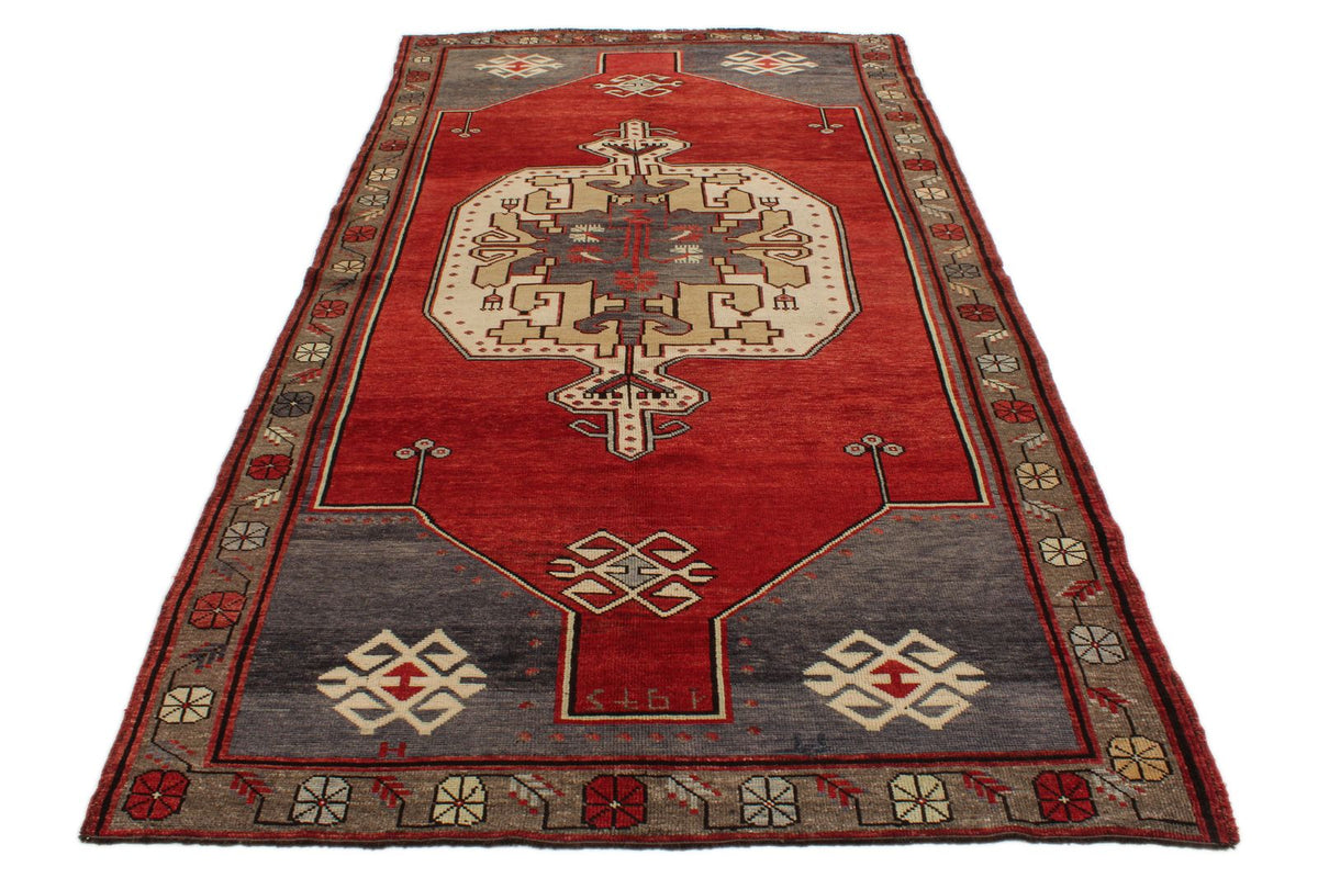 5x10 Red and Gray Turkish Tribal Runner