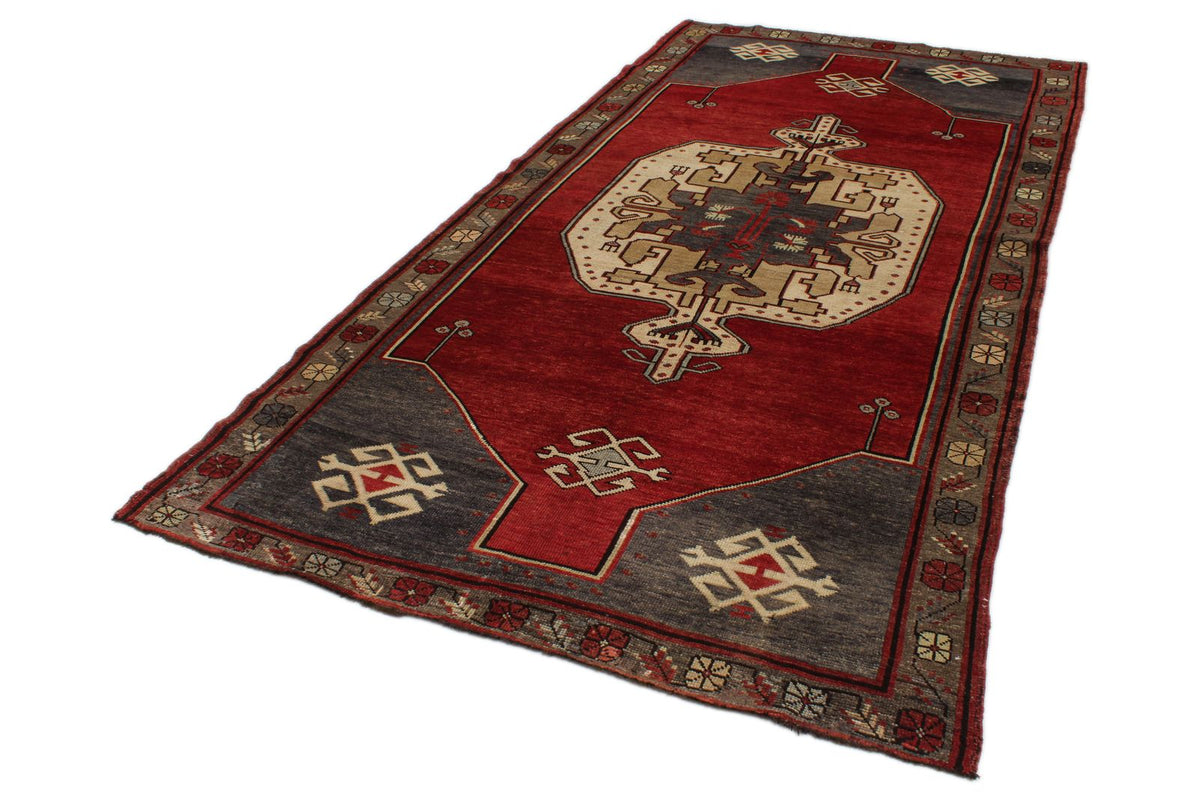 5x10 Red and Gray Turkish Tribal Runner