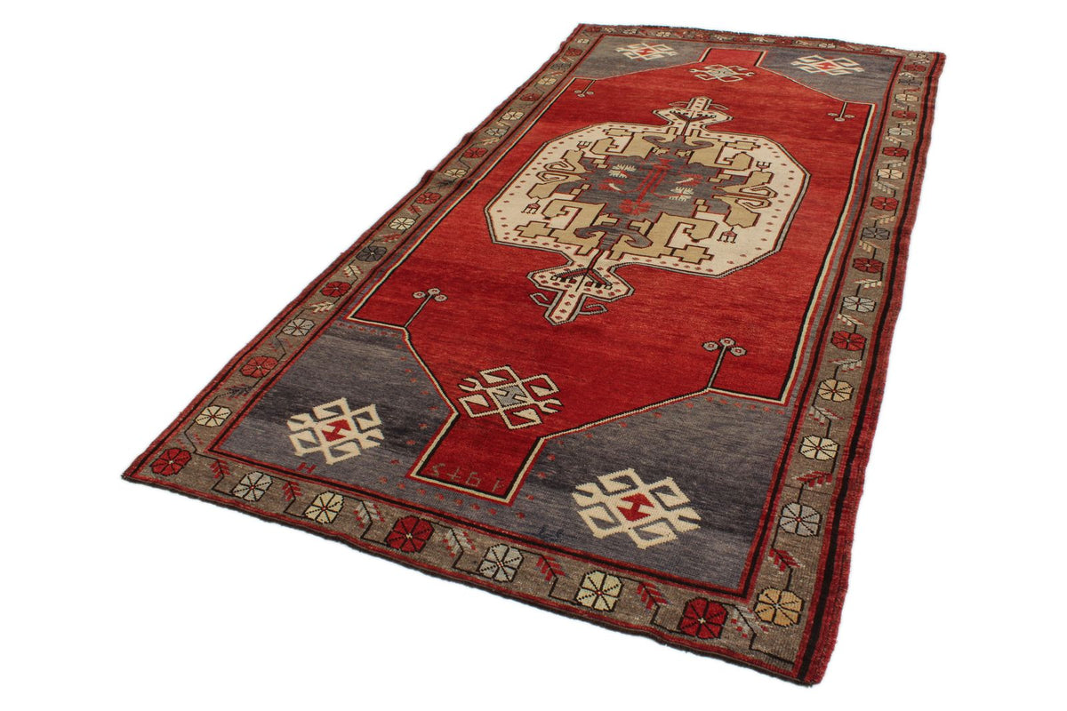 5x10 Red and Gray Turkish Tribal Runner