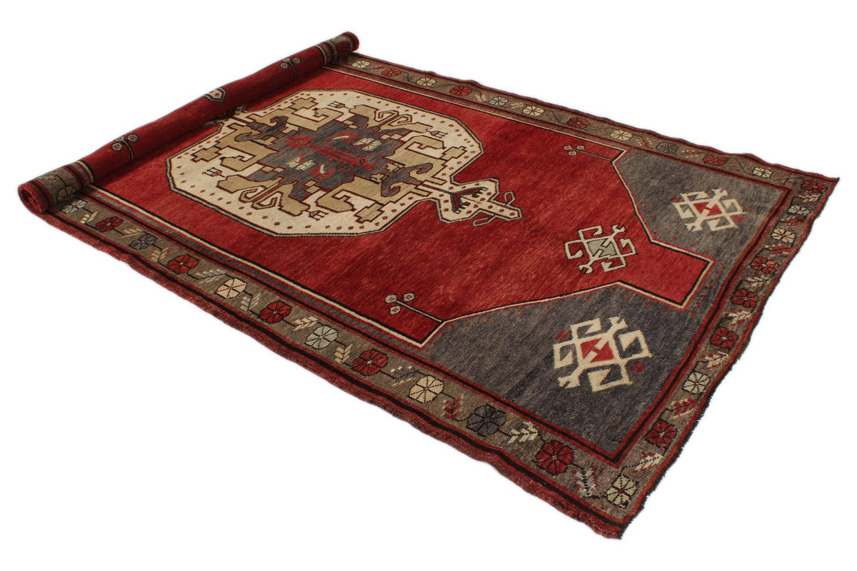 5x10 Red and Gray Turkish Tribal Runner