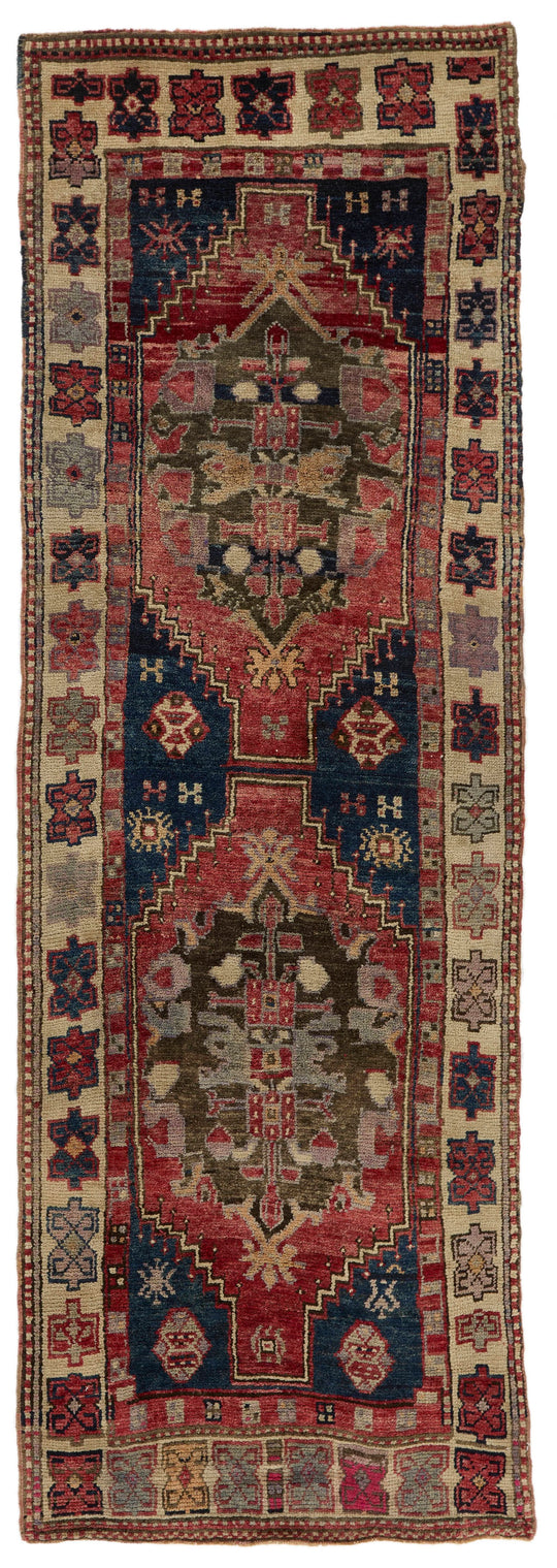 4x11 Multicolor and Ivory Turkish Tribal Runner