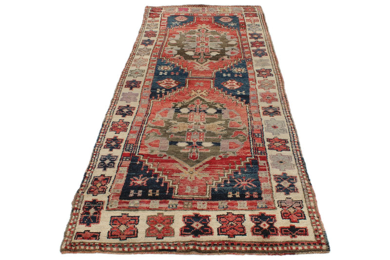 4x11 Multicolor and Ivory Turkish Tribal Runner