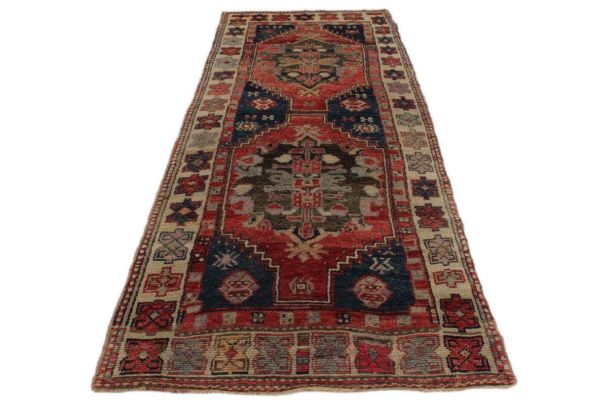 4x11 Multicolor and Ivory Turkish Tribal Runner