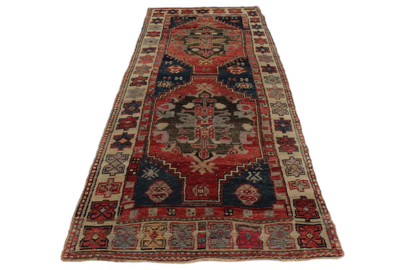 4x11 Multicolor and Ivory Turkish Tribal Runner