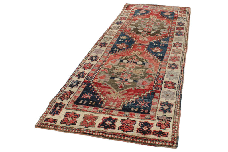 4x11 Multicolor and Ivory Turkish Tribal Runner