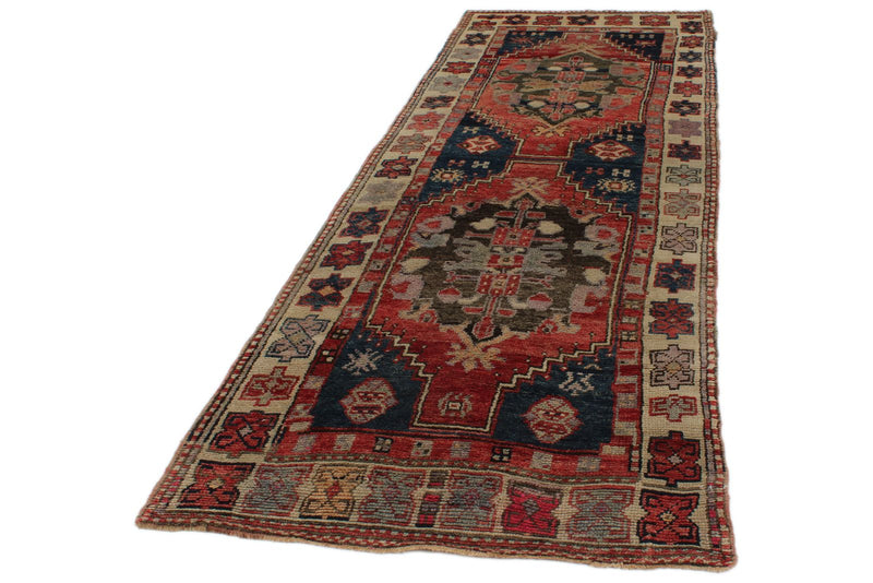 4x11 Multicolor and Ivory Turkish Tribal Runner