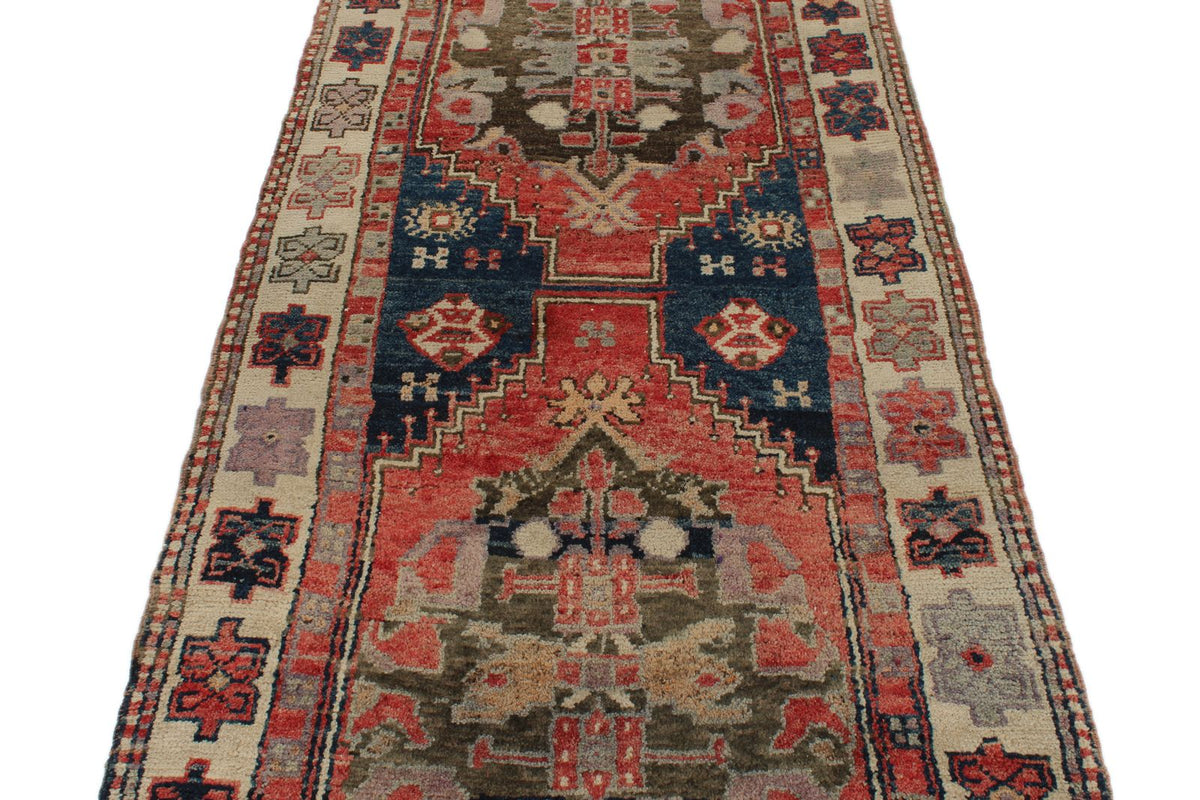4x11 Multicolor and Ivory Turkish Tribal Runner