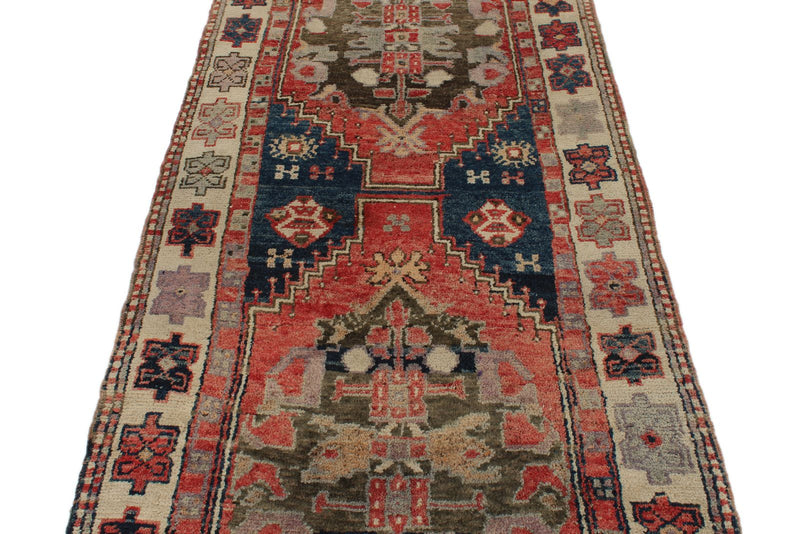 4x11 Multicolor and Ivory Turkish Tribal Runner