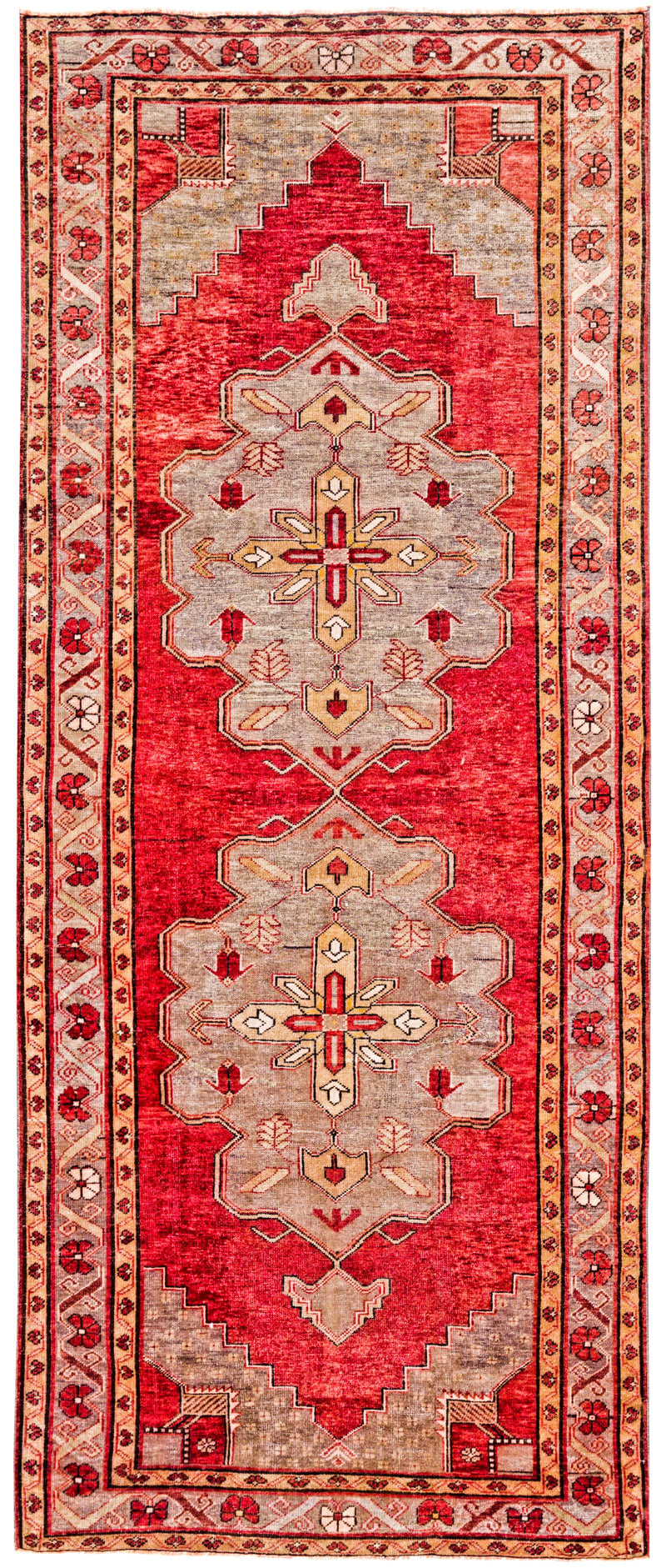 5x12 Red and Gray Turkish Tribal Runner