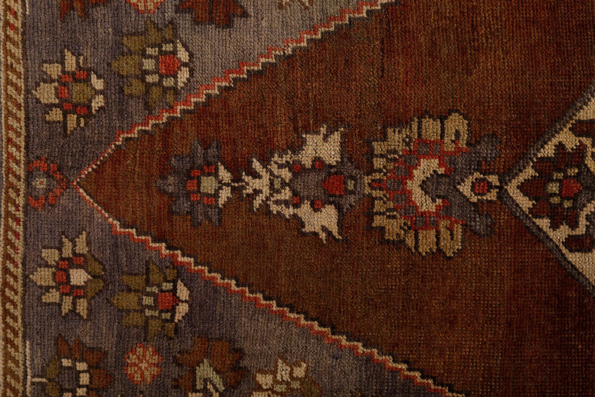 6x10 Brown and Gray Turkish Tribal Rug