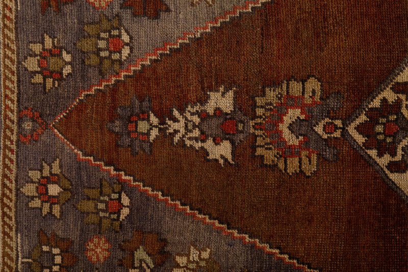 6x10 Brown and Gray Turkish Tribal Rug