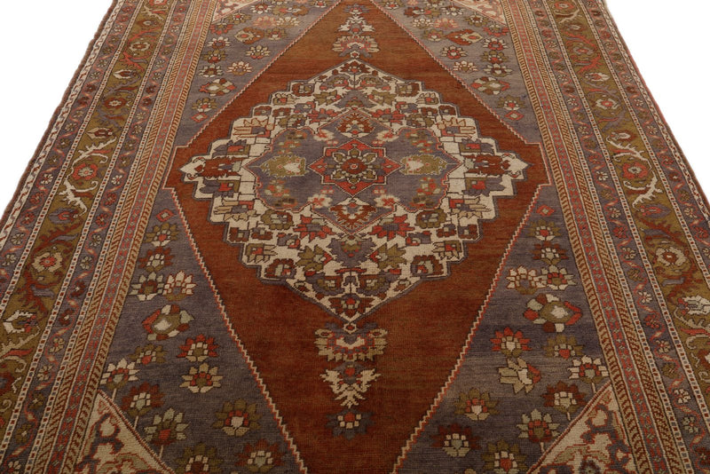 6x10 Brown and Gray Turkish Tribal Rug