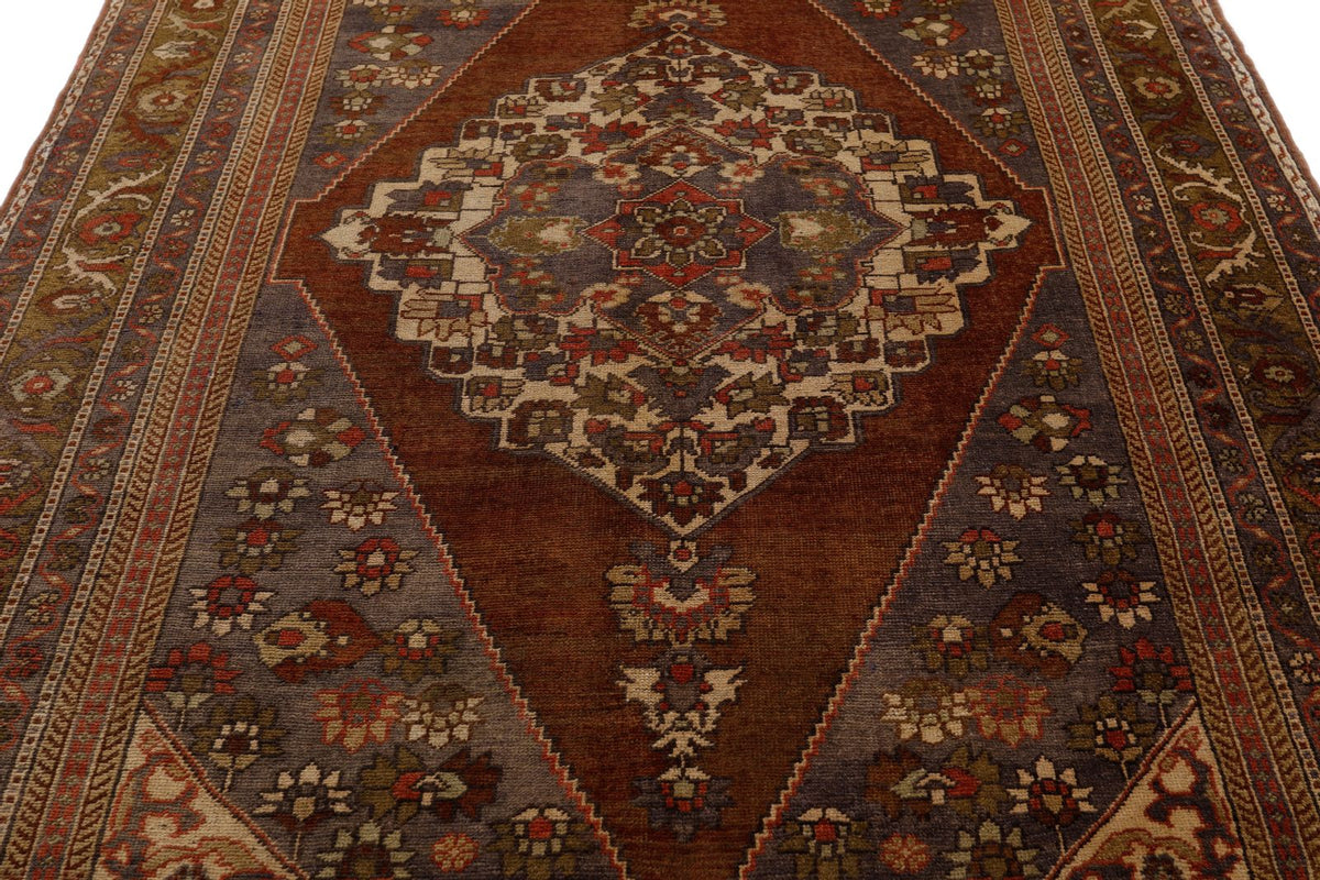 6x10 Brown and Gray Turkish Tribal Rug