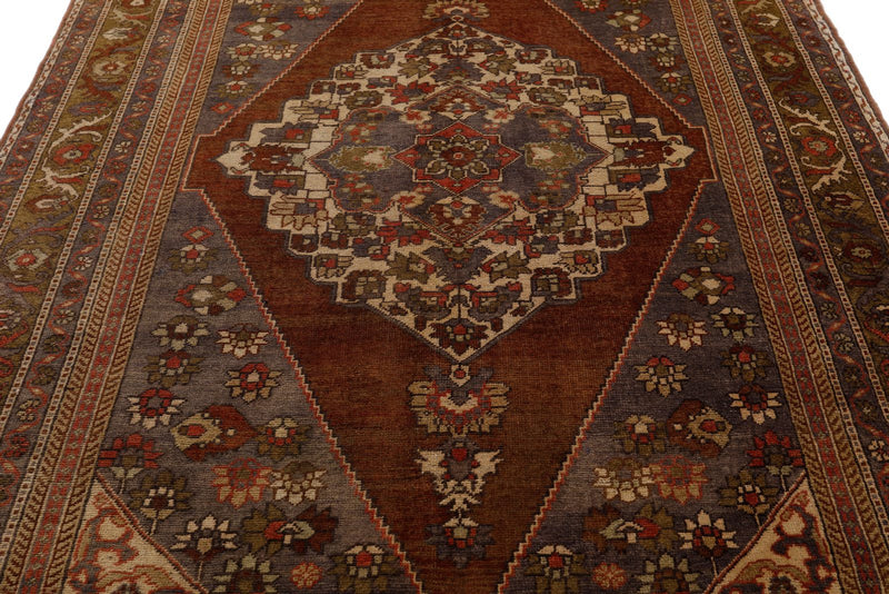6x10 Brown and Gray Turkish Tribal Rug