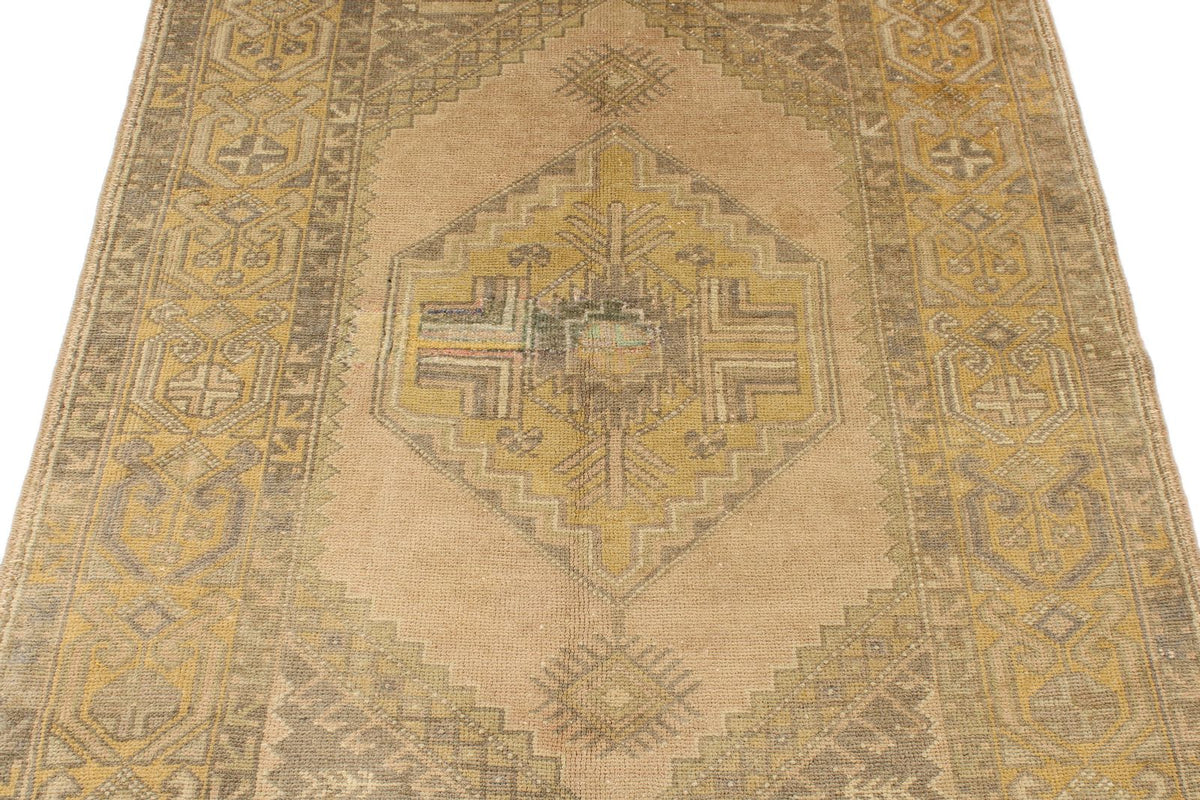 4x6 Beige and Gold Turkish Tribal Rug