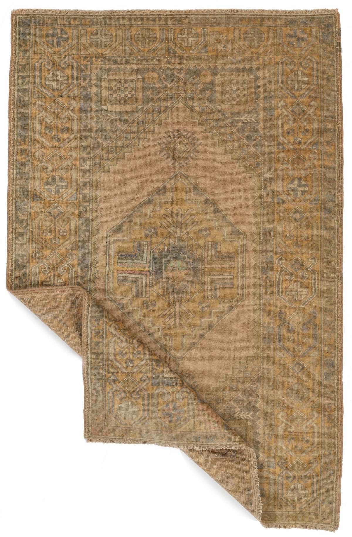 4x6 Beige and Gold Turkish Tribal Rug