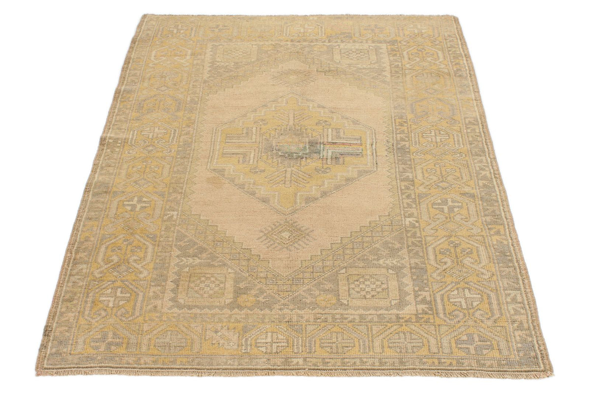 4x6 Beige and Gold Turkish Tribal Rug