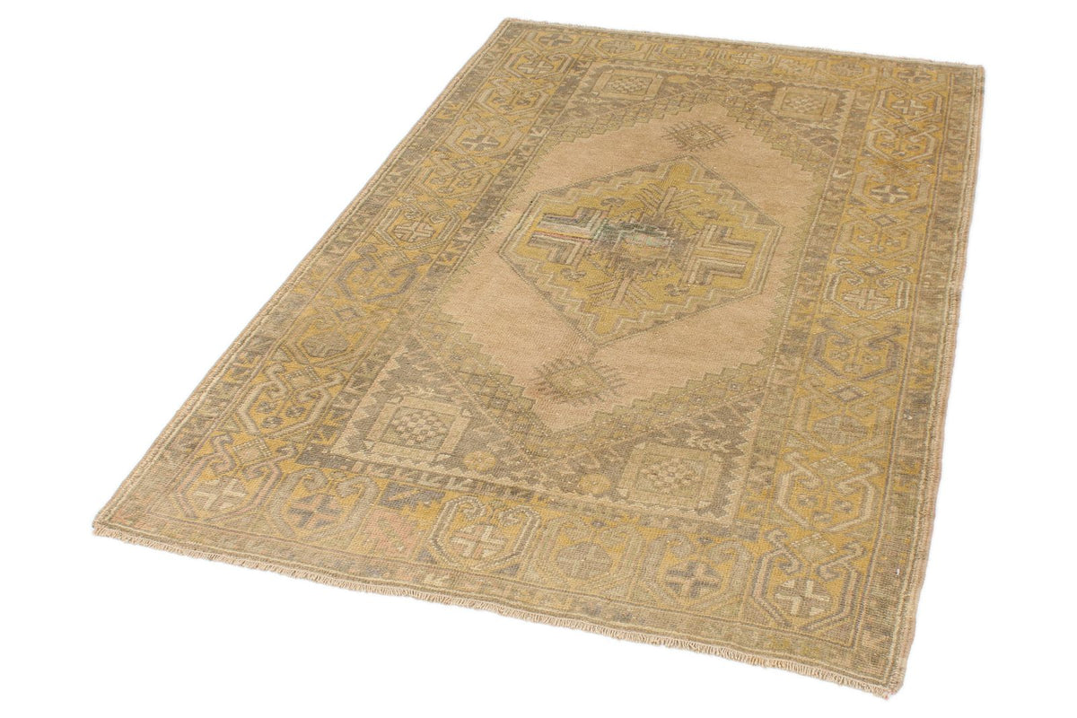4x6 Beige and Gold Turkish Tribal Rug