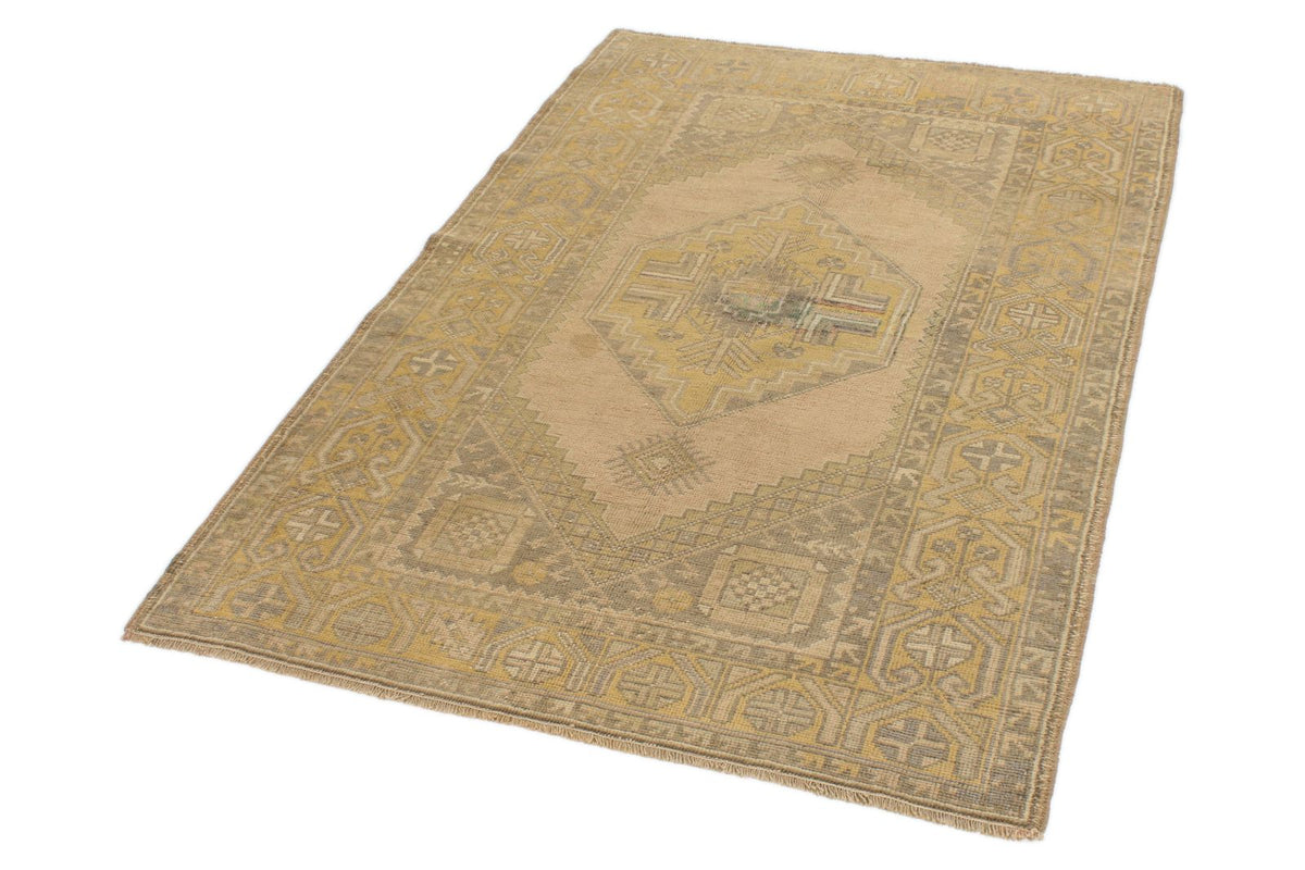 4x6 Beige and Gold Turkish Tribal Rug