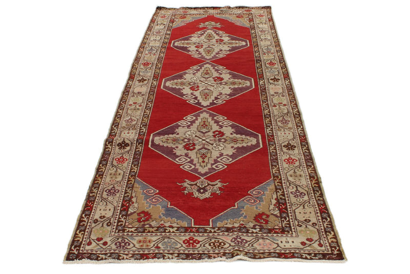 4x11 Red and Ivory Turkish Tribal Runner