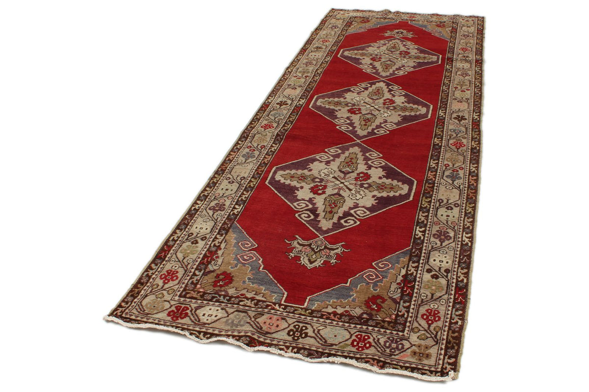 4x11 Red and Ivory Turkish Tribal Runner