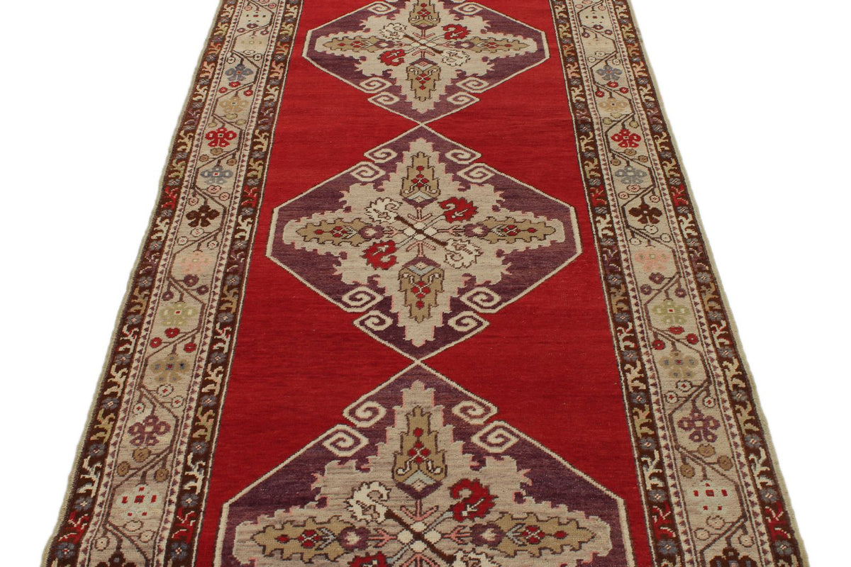 4x11 Red and Ivory Turkish Tribal Runner