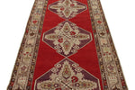 4x11 Red and Ivory Turkish Tribal Runner