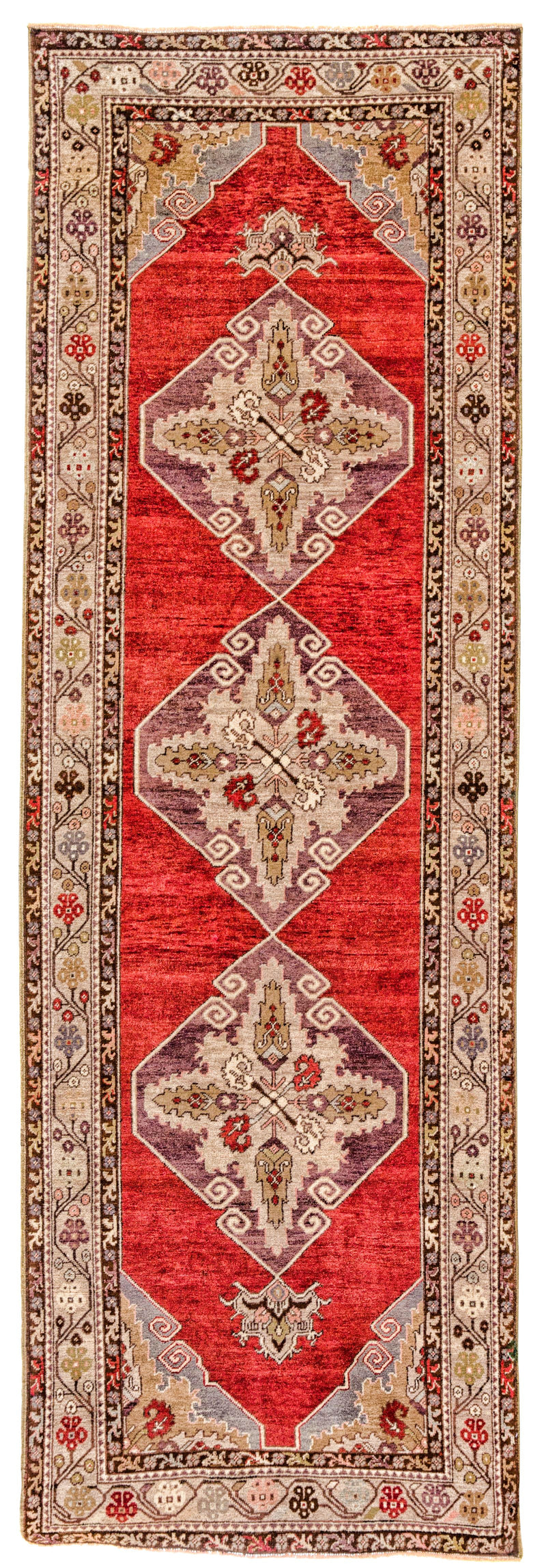 4x11 Red and Ivory Turkish Tribal Runner