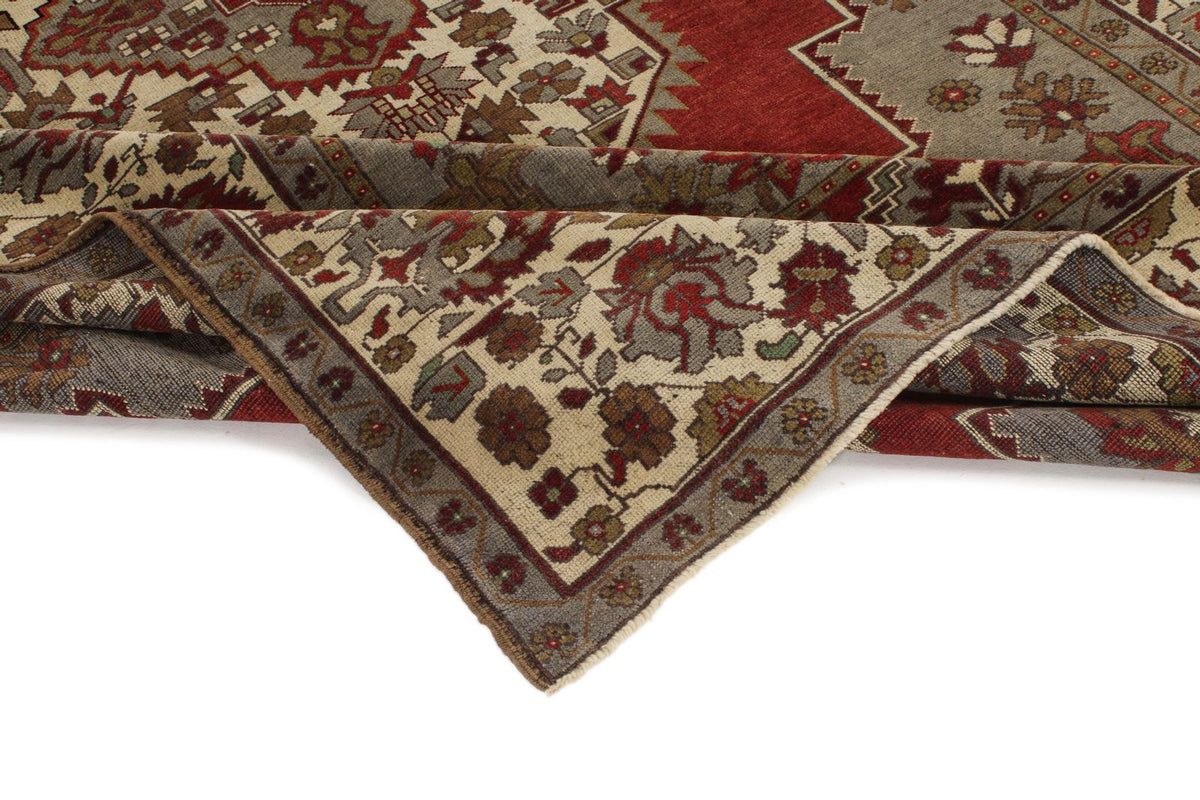 7x12 Red and Ivory Turkish Tribal Rug