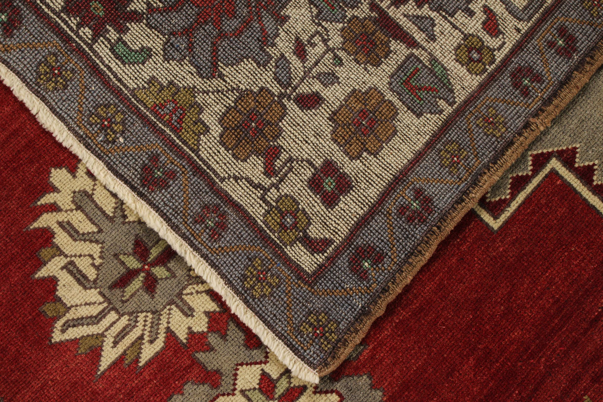 7x12 Red and Ivory Turkish Tribal Rug