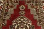 7x12 Red and Ivory Turkish Tribal Rug