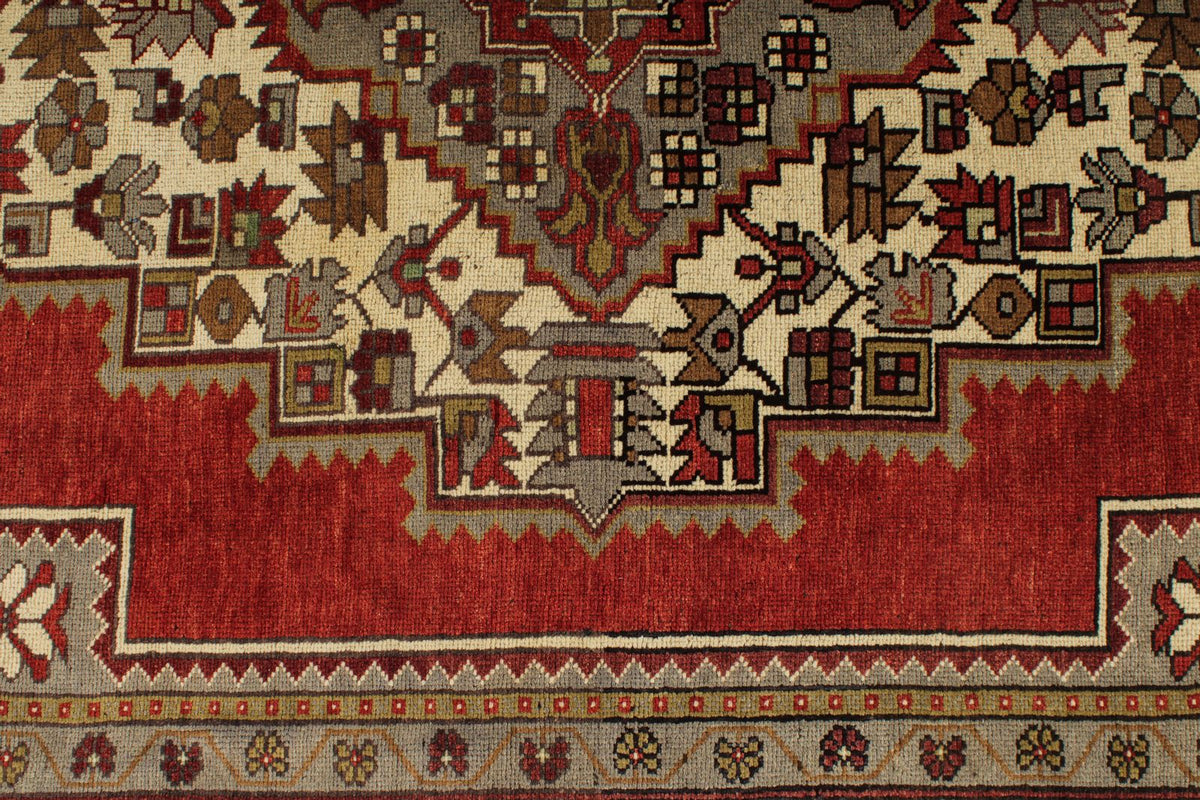 7x12 Red and Ivory Turkish Tribal Rug