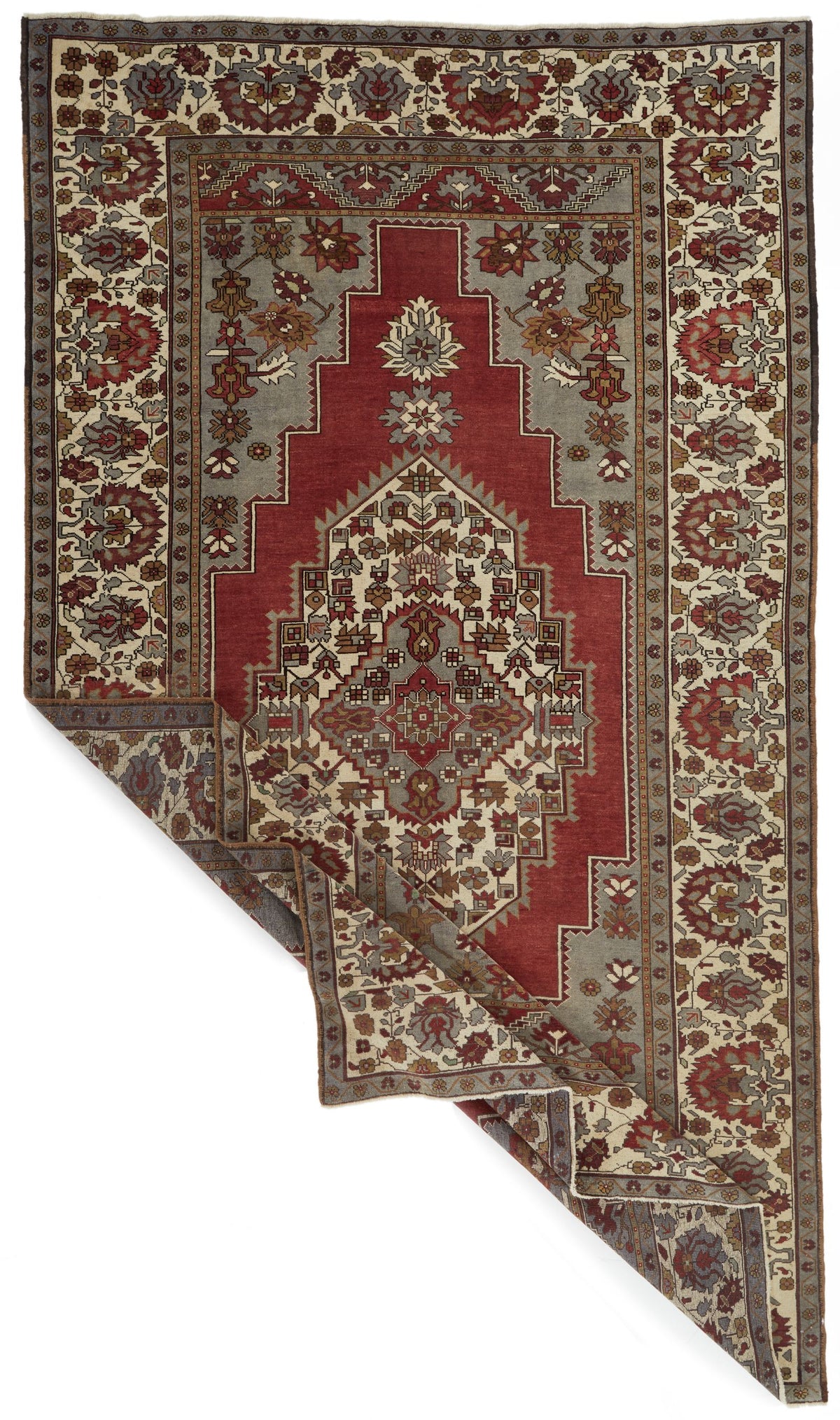 7x12 Red and Ivory Turkish Tribal Rug