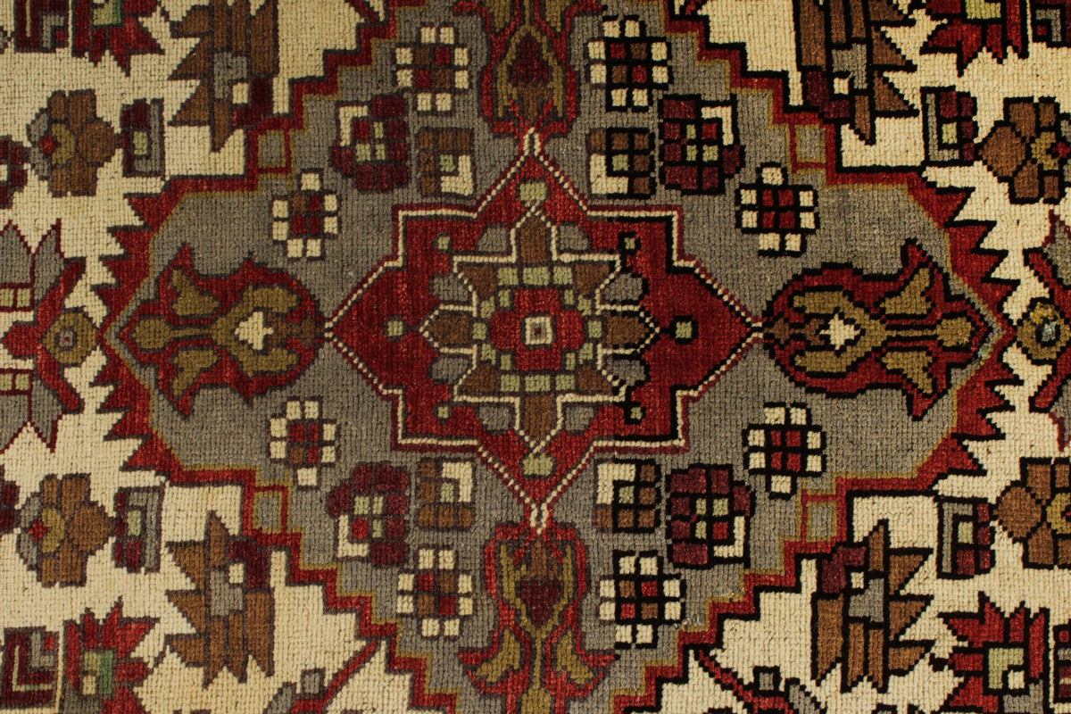 7x12 Red and Ivory Turkish Tribal Rug