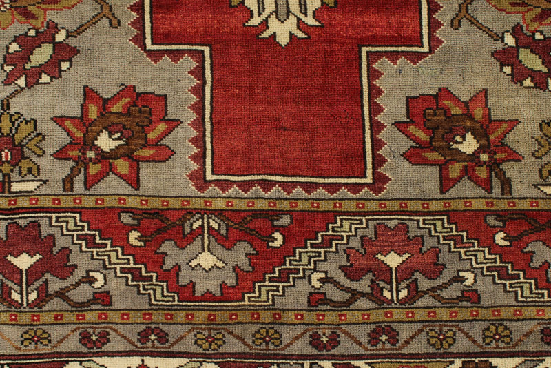 7x12 Red and Ivory Turkish Tribal Rug