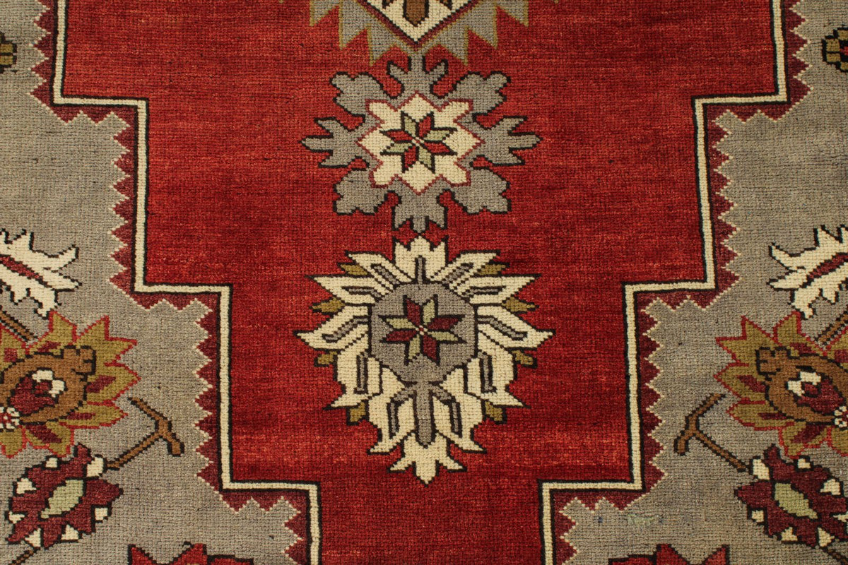 7x12 Red and Ivory Turkish Tribal Rug