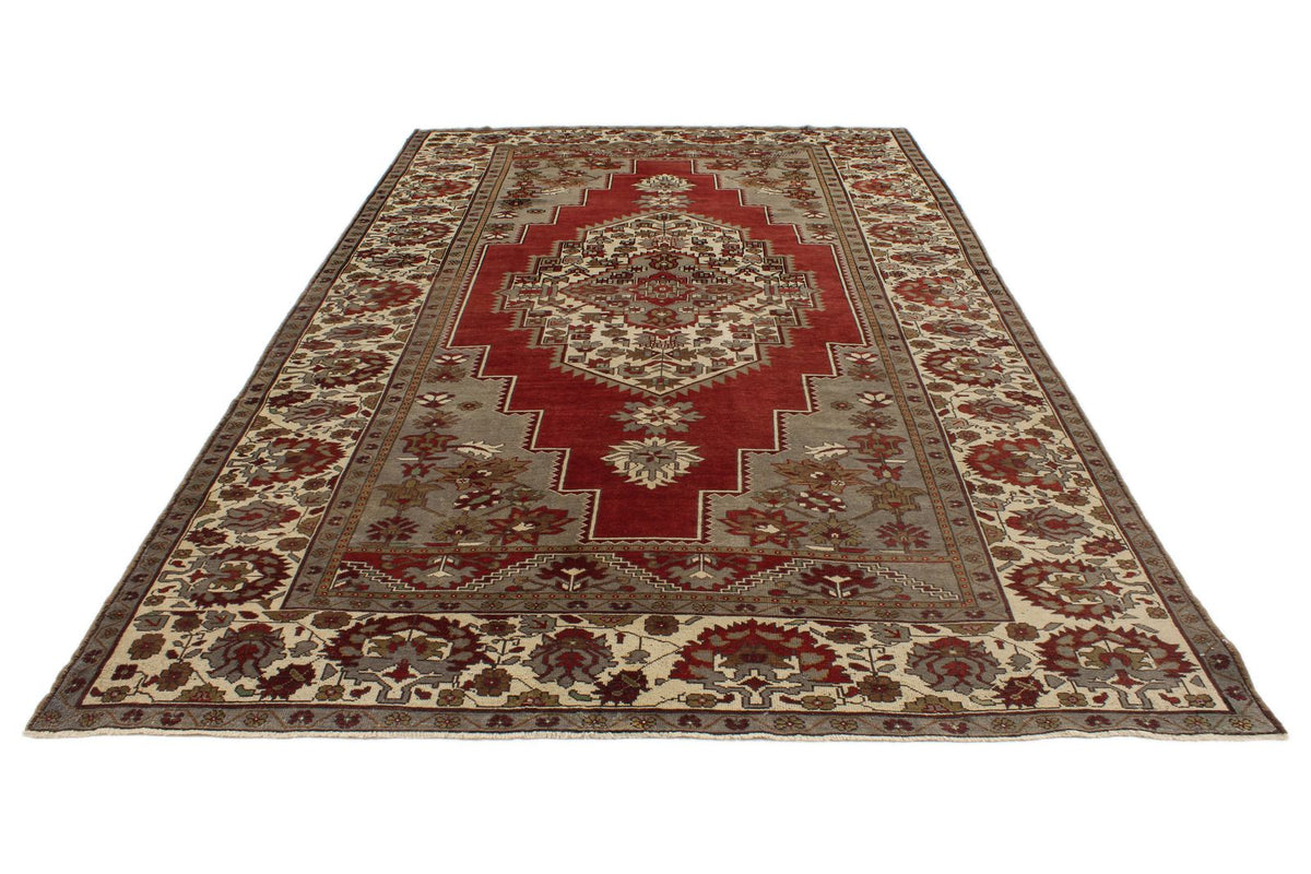 7x12 Red and Ivory Turkish Tribal Rug