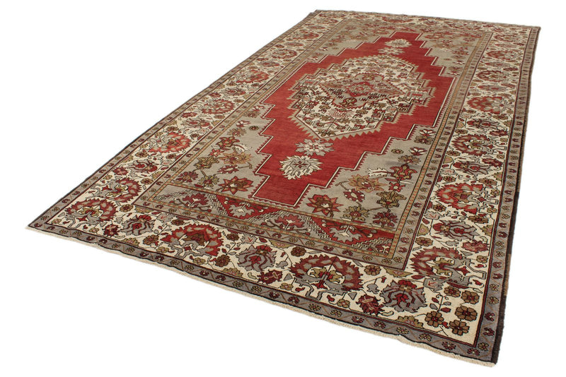 7x12 Red and Ivory Turkish Tribal Rug