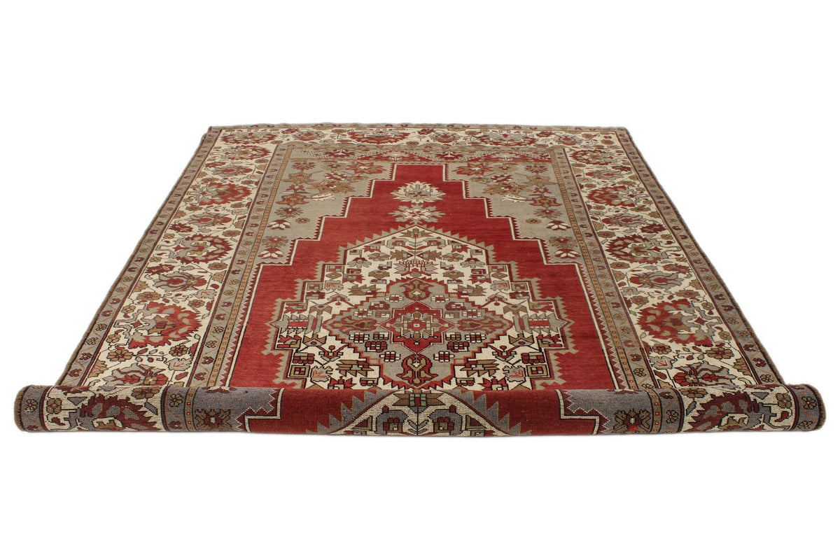 7x12 Red and Ivory Turkish Tribal Rug