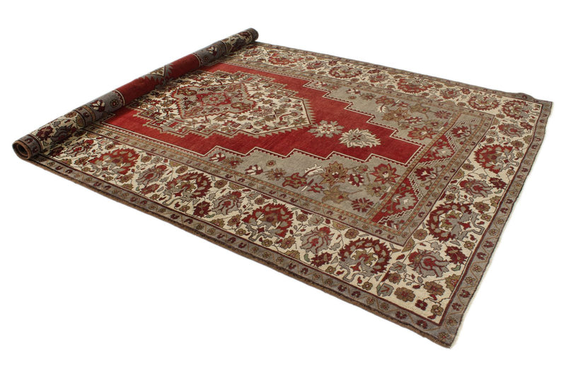 7x12 Red and Ivory Turkish Tribal Rug