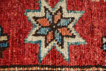 3x4 Red and Ivory Kazak Tribal Rug