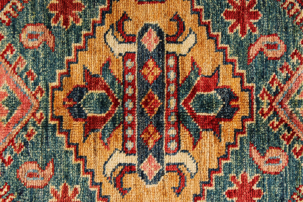 6x8 Red and Ivory Kazak Tribal Rug