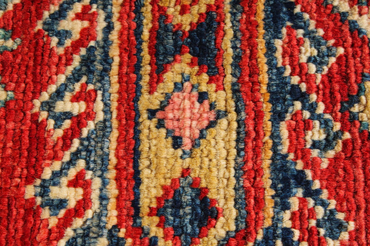 6x8 Red and Ivory Kazak Tribal Rug