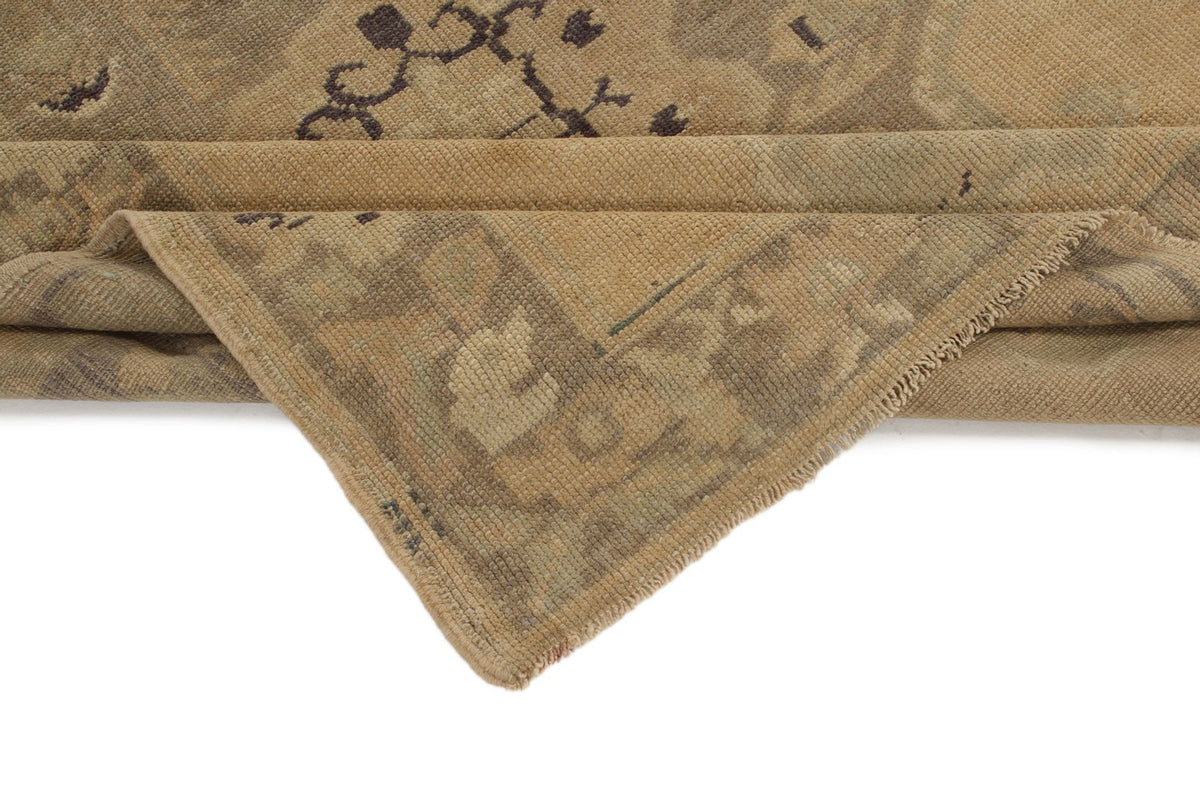5x13 Ivory and Green Turkish Tribal Runner
