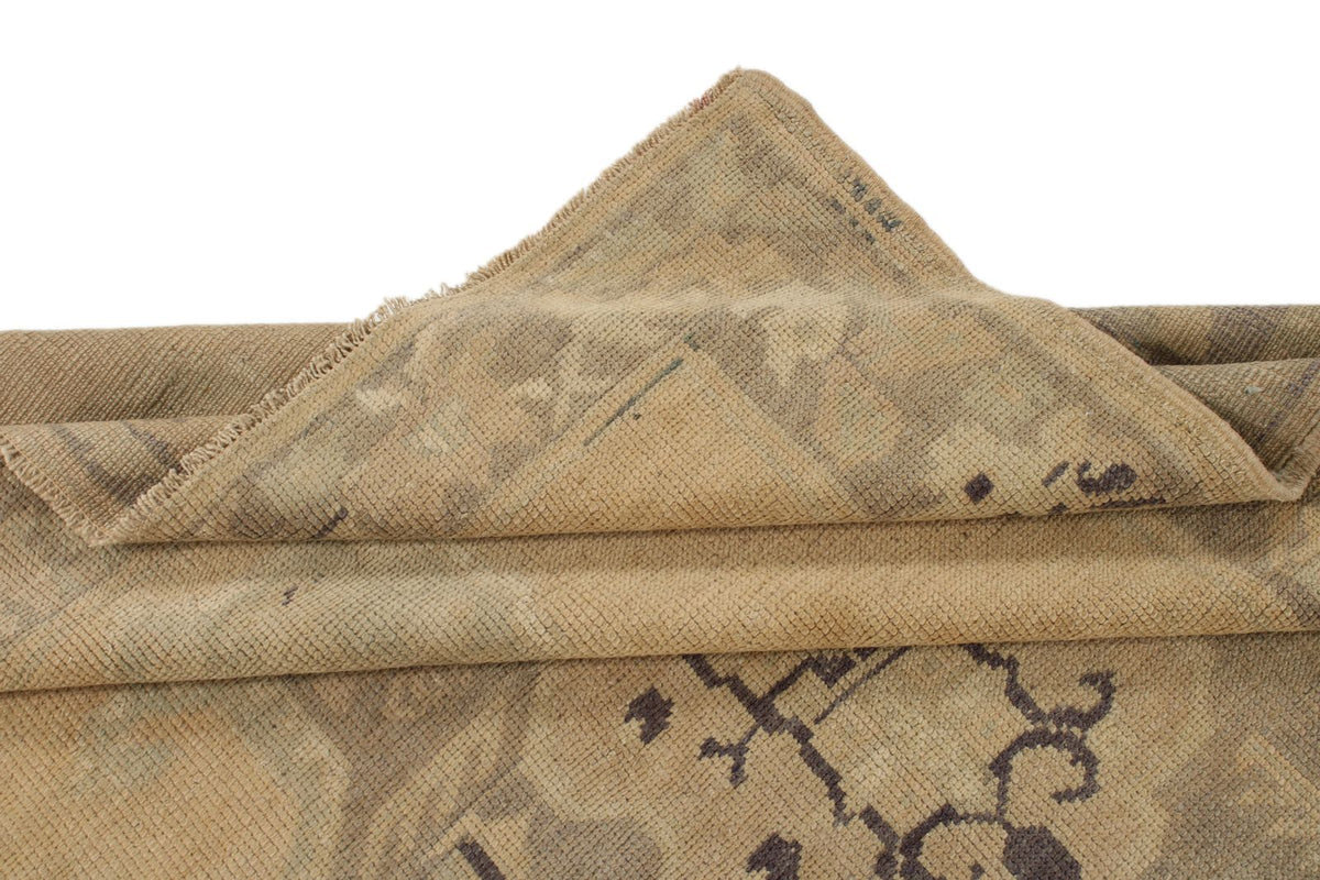 5x13 Ivory and Green Turkish Tribal Runner