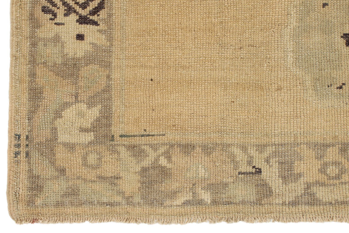 5x13 Ivory and Green Turkish Tribal Runner