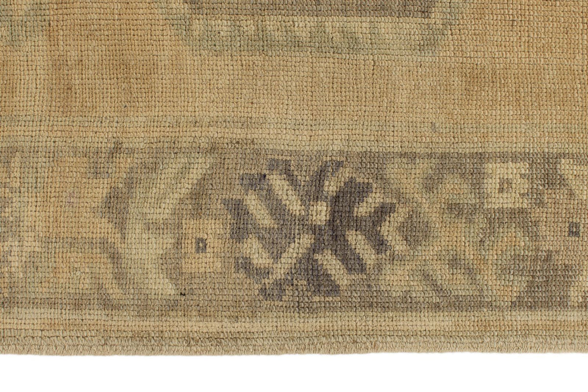 5x13 Ivory and Green Turkish Tribal Runner