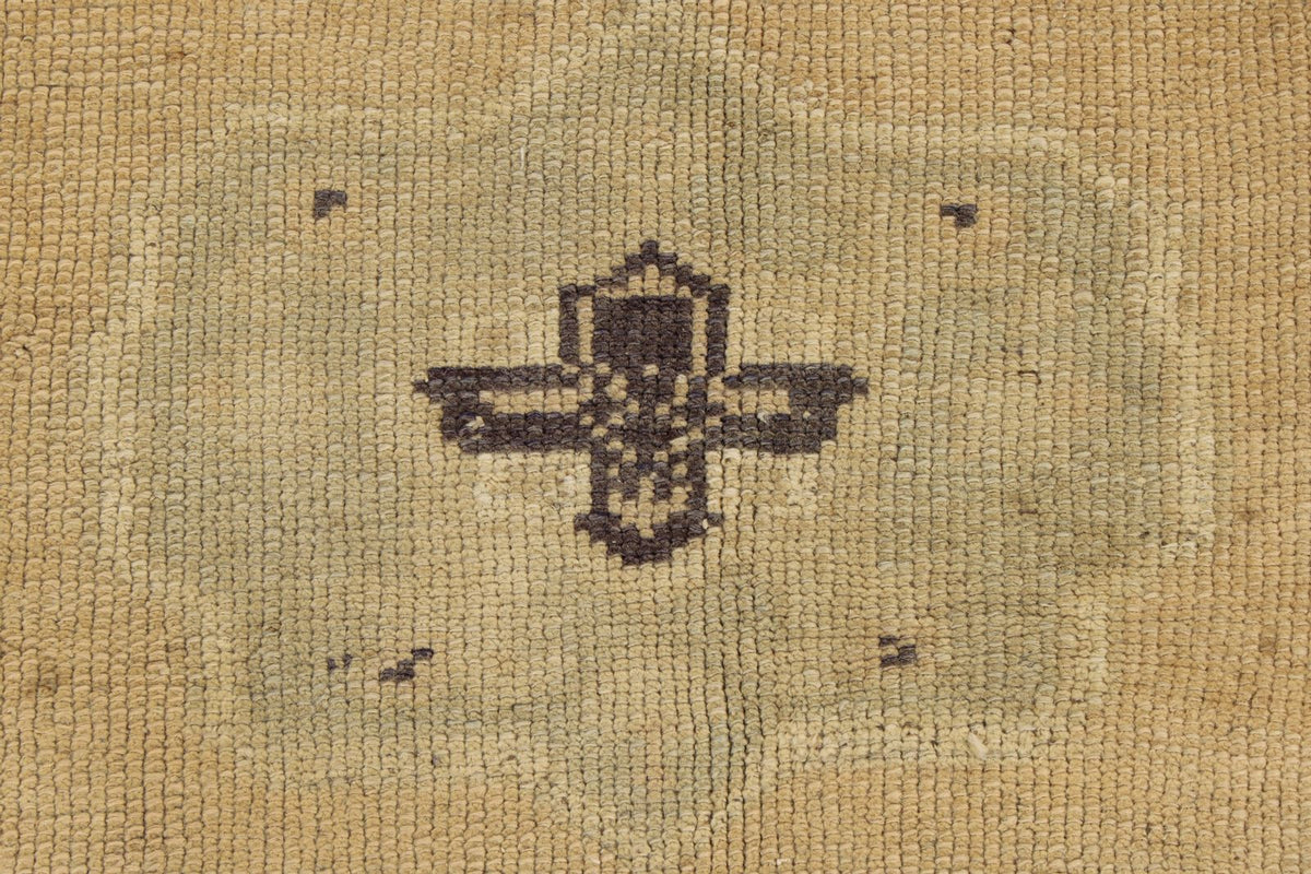 5x13 Ivory and Green Turkish Tribal Runner